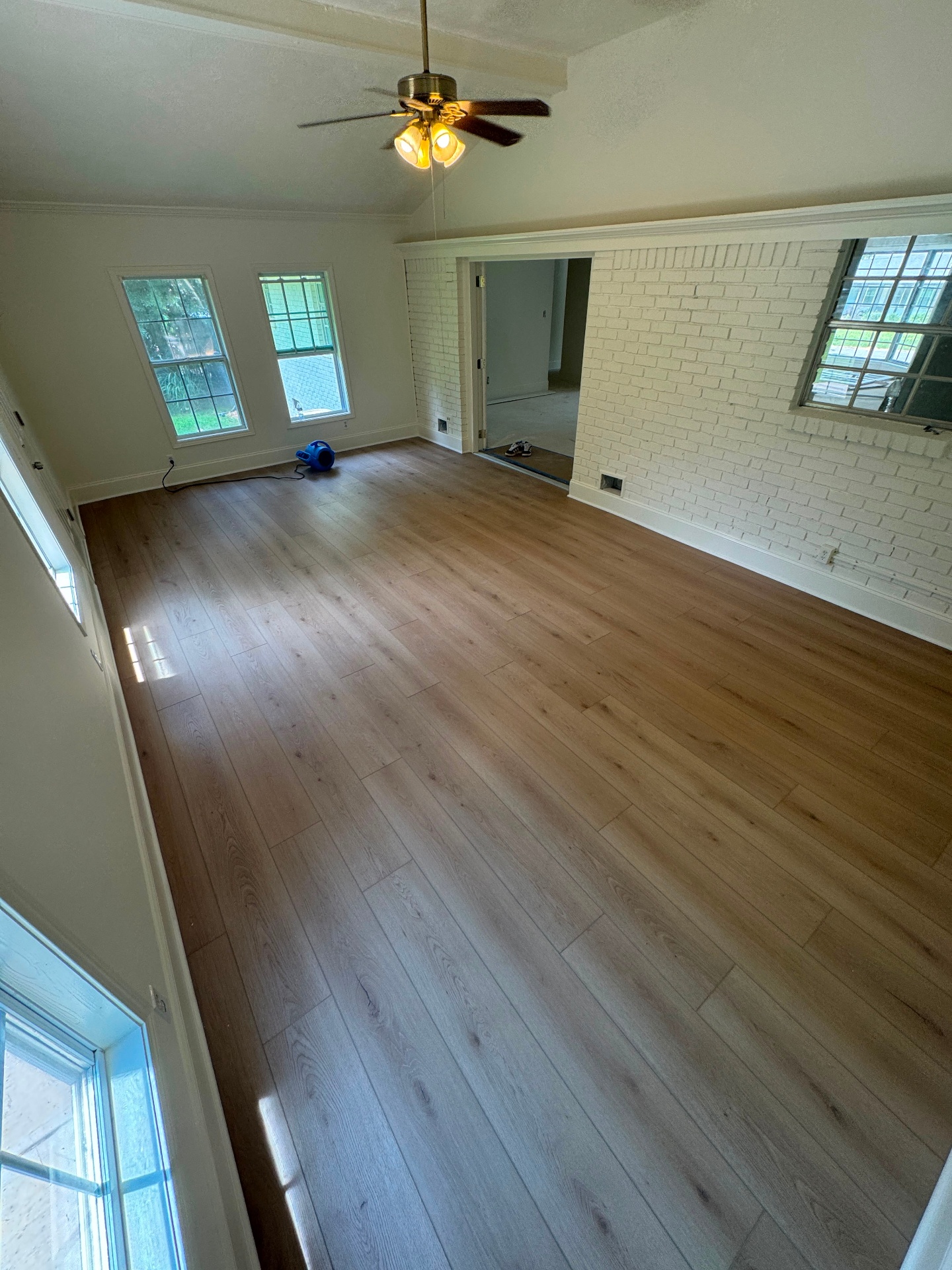 Solid hardwood flooring in a living room