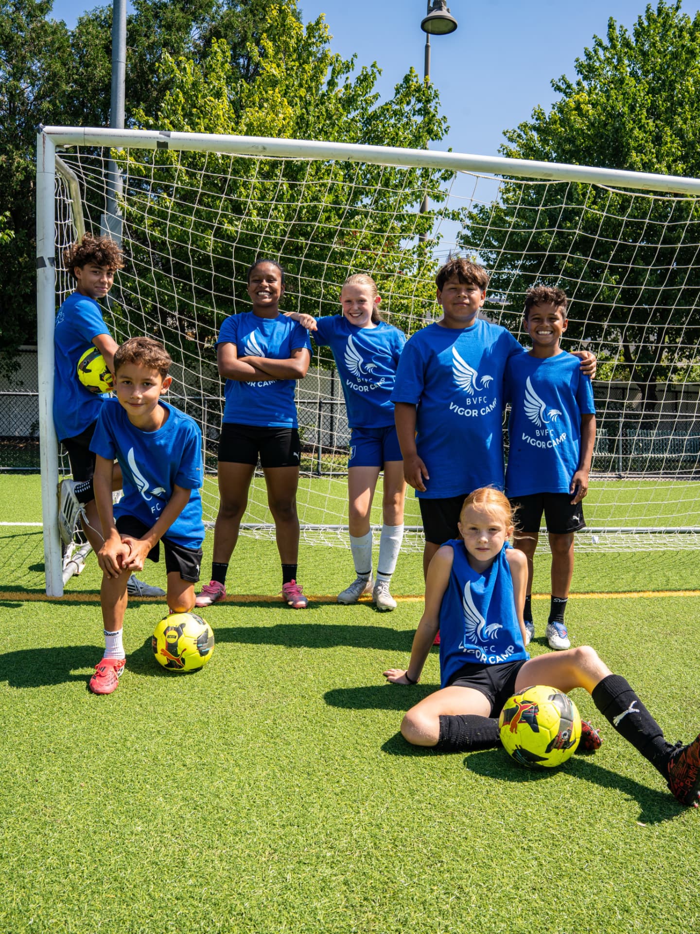 BVFC Vigor Camp players posing in front of the goal